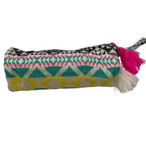 Lovestitch Bohemian Geometric Tasseled Colorful Pencil Case Makeup Bag Gift NWT